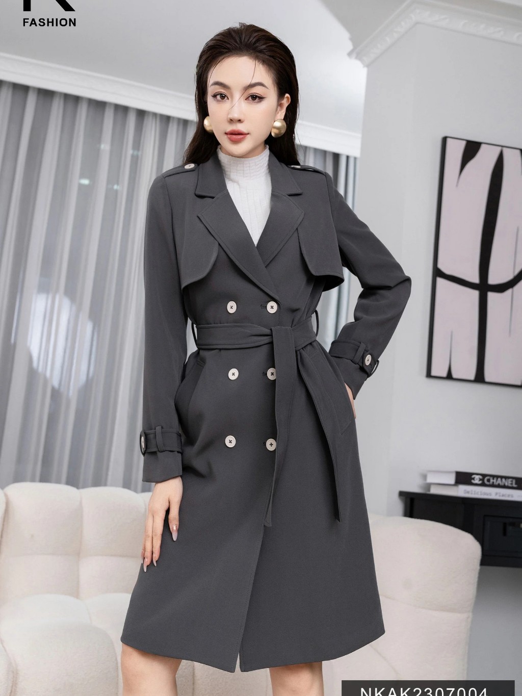 Áo mangto 6 Cúc Túi Chéo NKAK2307004 NK Fashion Thời Trang Công Sở Nữ, Thanh Lịch, Tôn Dáng, Giữ ấm Cơ Thể Cực Tốt