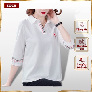 Áo Phông Trung Niên Nữ Tay Lỡ Mùa Hè, Áo POLO Trung Niên Nữ Chất Cotton Thấm Hút Mồ Hôi - APCB