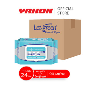 Thùng Khăn Giấy Ướt Có Cồn LET-GREEN Diệt Khuẩn, 90 Miếng/Bao, 24 Bao/Thùng