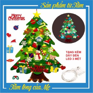 Đồ Chơi Giáng Sinh Cây Thông Noel  Bằng Vải Nỉ Tặng Kèm Đèn, Phụ Kiện Trang Trí Cực Đẹp