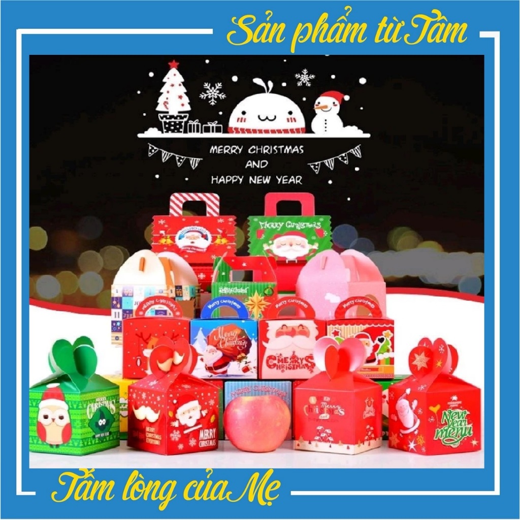 Hộp Đựng Quà Noel Cho Bé Yêu , Hộp Quà Giấy Giáng Sinh Nắp Hộp 3D nhiều màu sắc