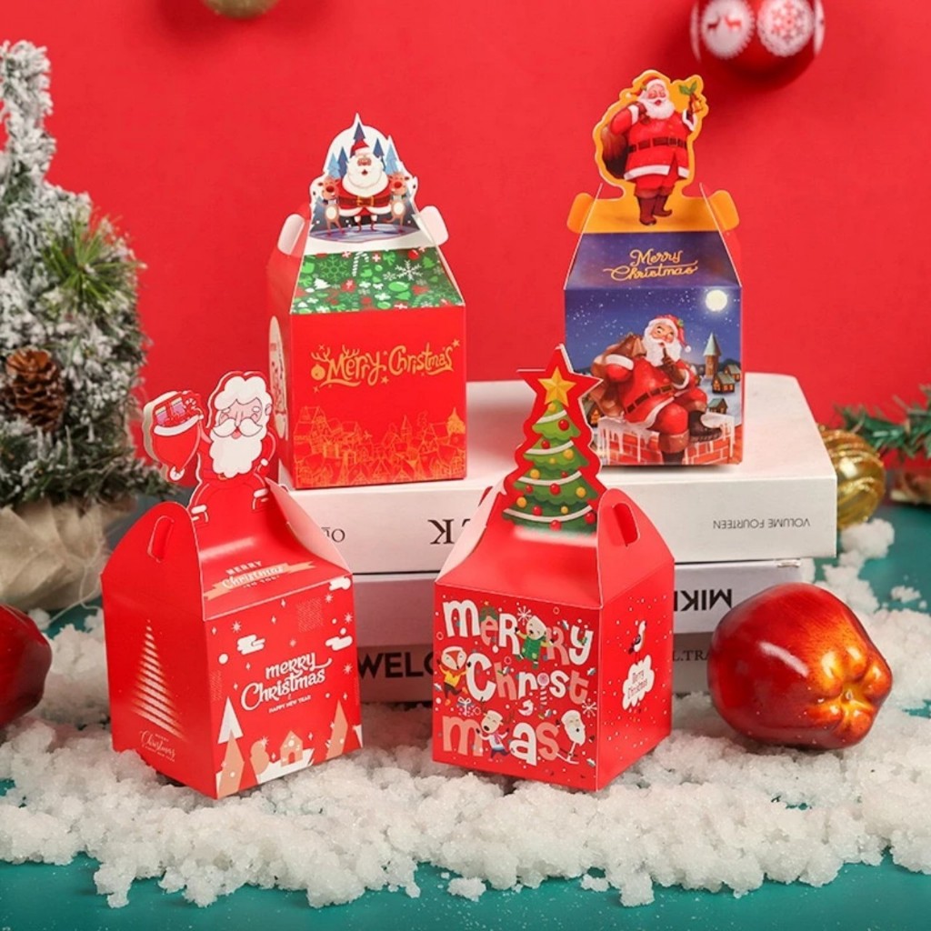 Hộp Đựng Quà Noel Cho Bé Yêu , Hộp Quà Giấy Giáng Sinh Nắp Hộp 3D nhiều màu sắc