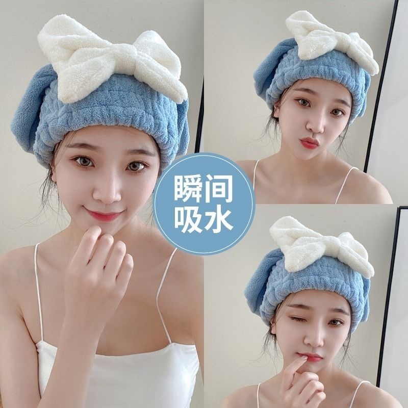 Khăn ủ tóc - Khăn quấn tóc gội đầu cao cấp, vải cotton mềm mại mũ ủ tóc gội đầu hình nơ dễ thương cho nữ