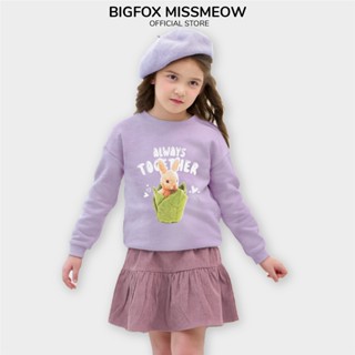 Áo dài tay thu đông cho bé gái Bigfox Miss Meow vải nỉ in thỏ size trẻ em 3,5,7,11 tuổi 30kg 40kg