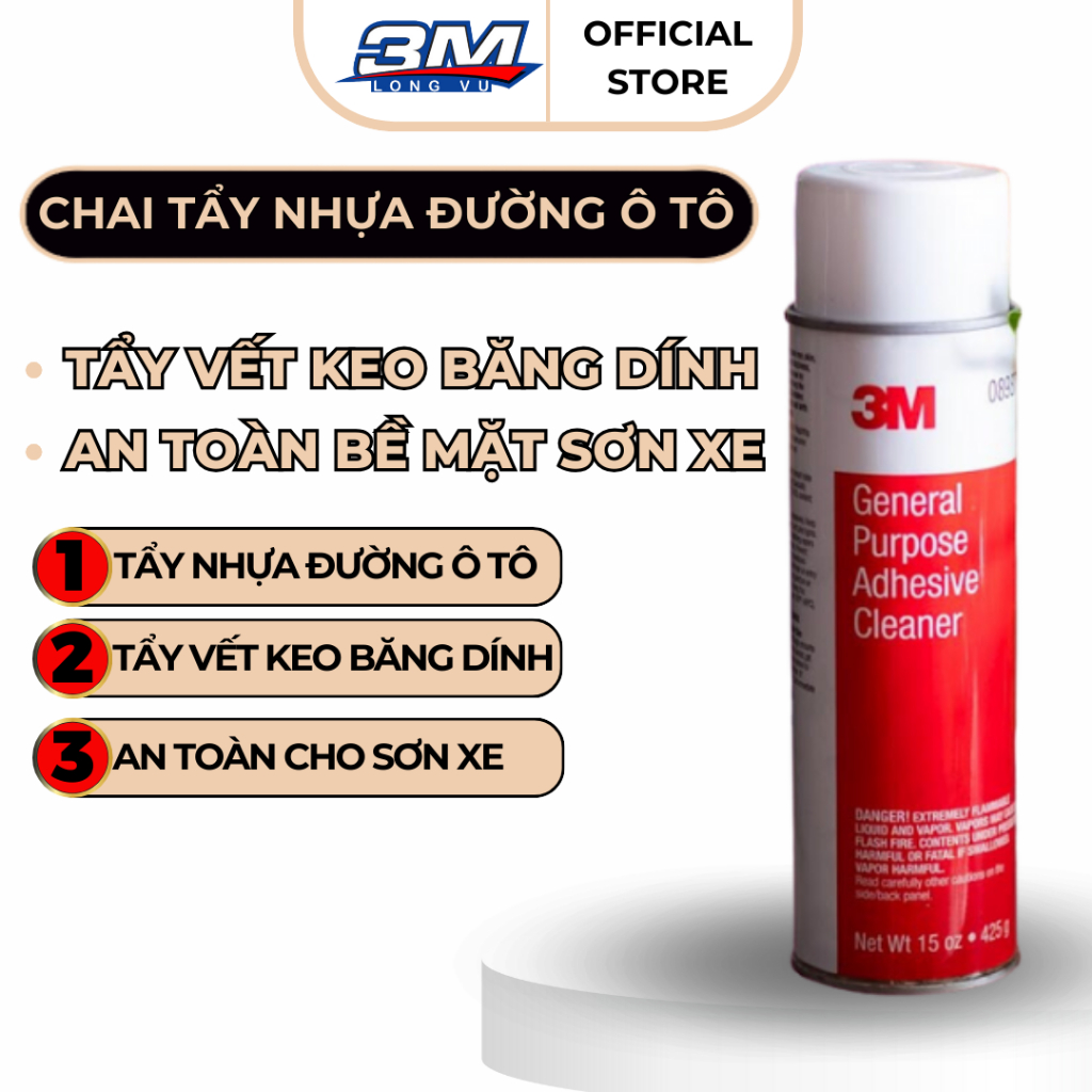 Chai xịt tẩy keo nhựa đường 3M General Purpose Adhesive Cleaner tẩy vết keo băng dính - 3M Long Vu