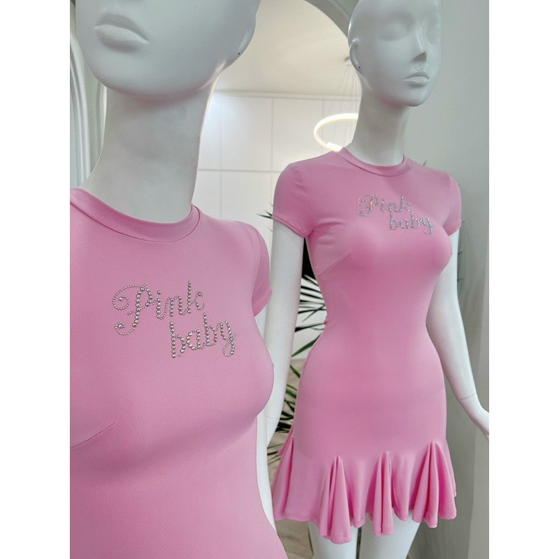 Đầm body nữ đính đá form ôm+xòe đuôi cá/Đầm body nữ tay ngắn cổ tròn đính đá