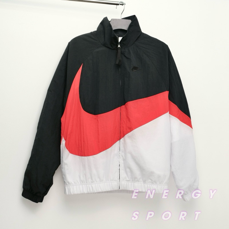 Áo Khoác Gió Unisex Cho Nam Nữ Nike Sportswear Big Swoosh Woven Jacket - Đen/Trắng