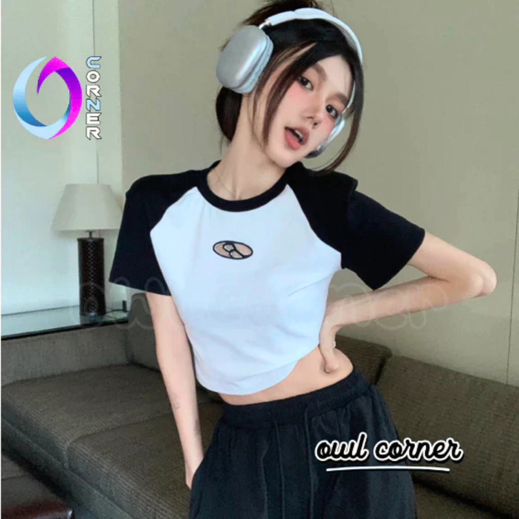 Áo Croptop Ôm Body Nữ CROP LĂNG CHỮ B Đẹp Sexy, Áo Thun Raglan Chất Borip Kiểu In Họa Tiết Thời Trang OWL CORNER
