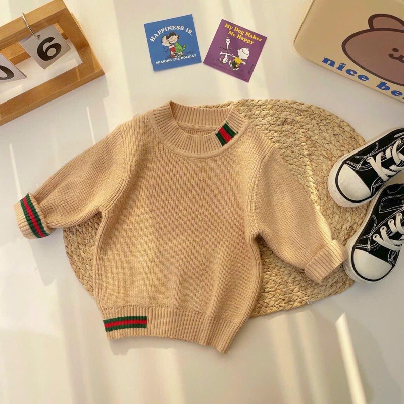 Áo len cổ tim cho bé trai 8-18kg