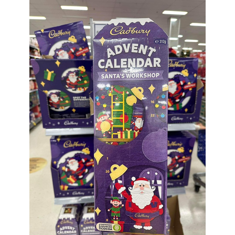 Set kẹo socola kèm lịch Noel, Giáng Sinh cho bé khám phá Cadbury advent calendar 312gram