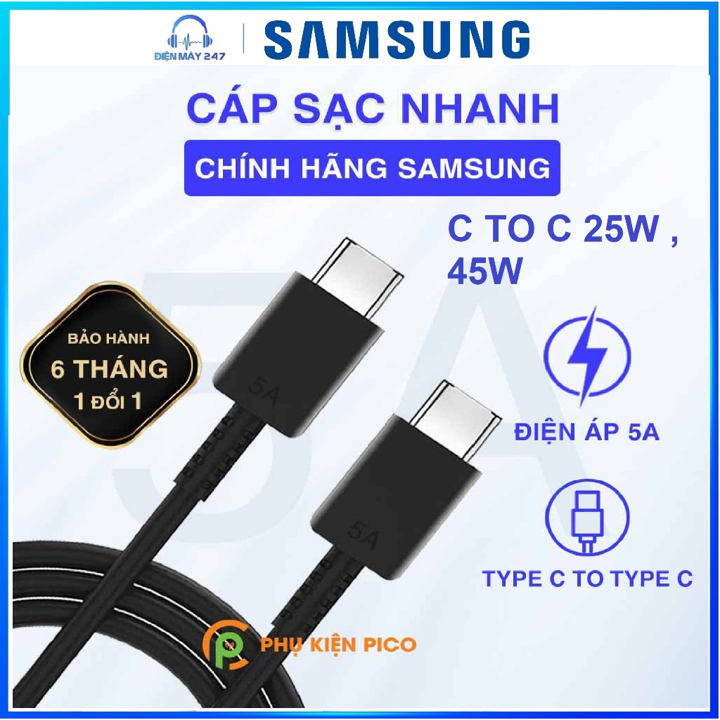 CÁP SẠC SAMSUNG 5A CHÍNH HÃNG - BẢO HÀNH 6 THÁNG