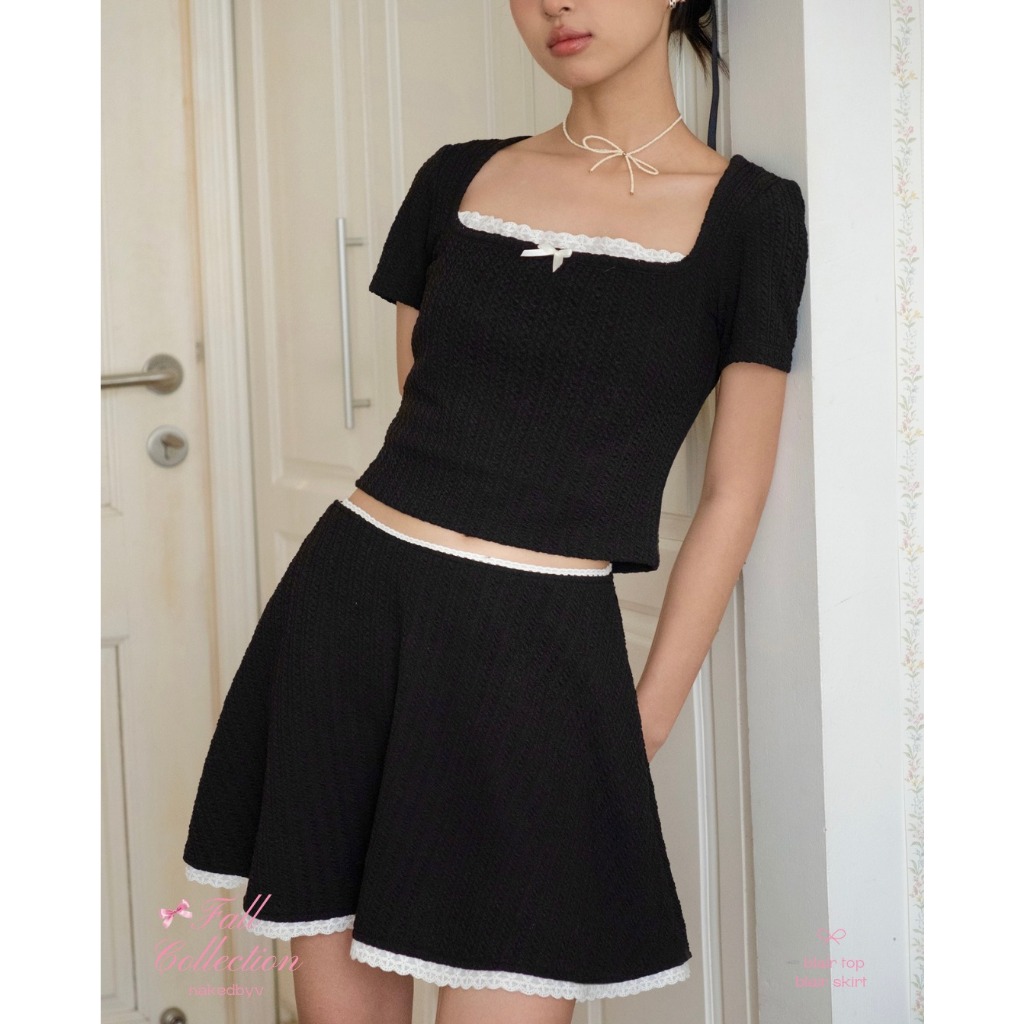 Chân váy len thừng mỏng phối ren NAKED by V - Blair Skirt