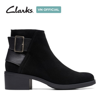 Giày bốt cao gót da lộn nữ clarks - memi buckle