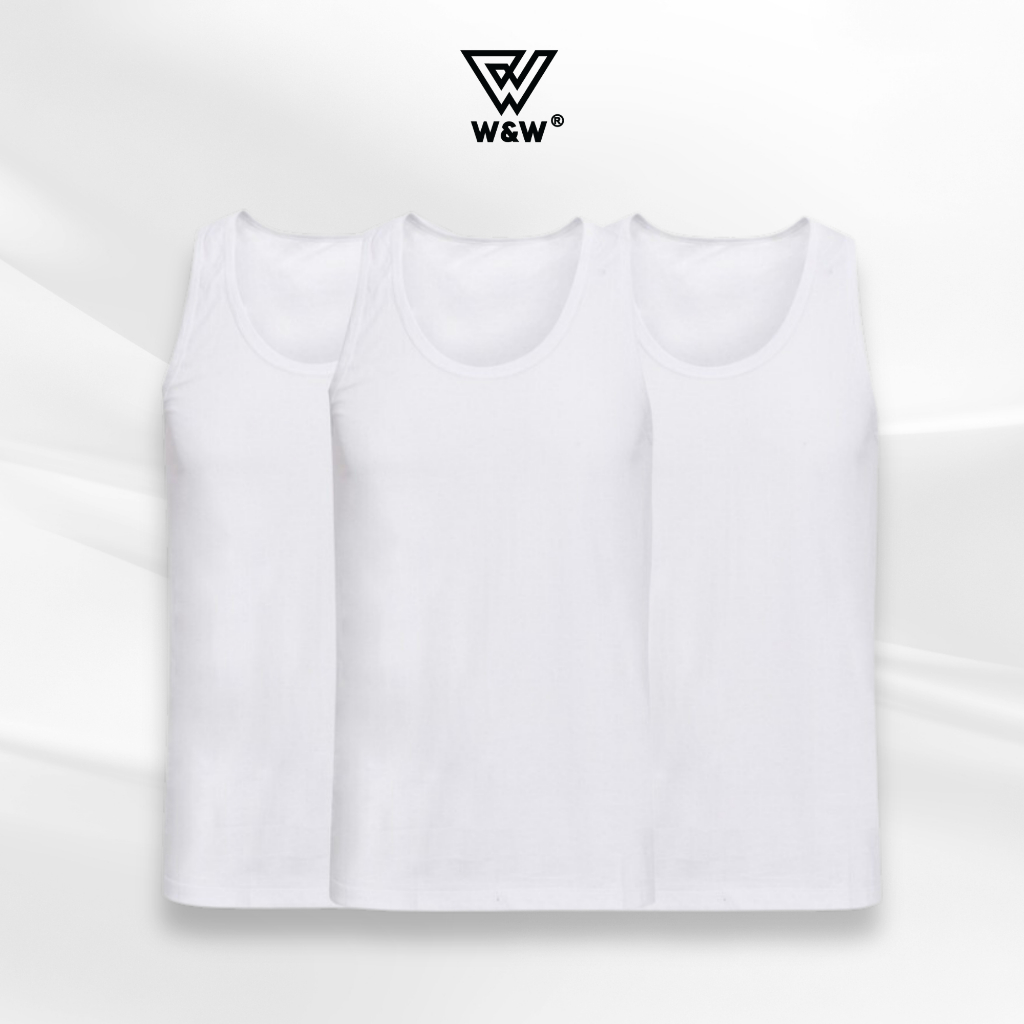 Combo Áo Lót Nam Ba Lỗ WW Màu Trắng Chất Liệu Cotton Thoáng Mát, Thấm Hút Mồ Hôi UNDERSHIRT01