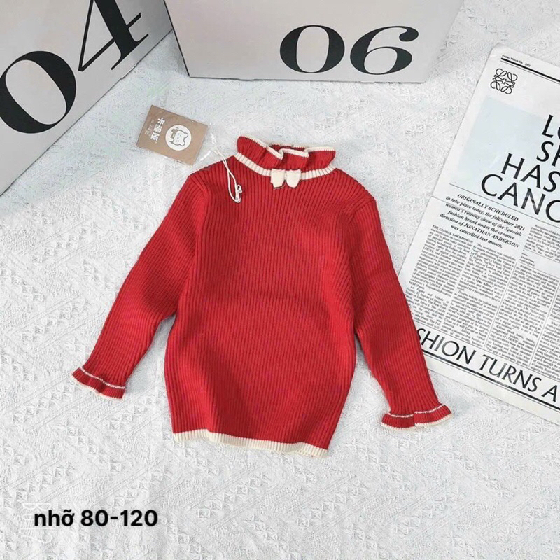 Áo len cổ bèo tiểu thư cho bé 6-22kg