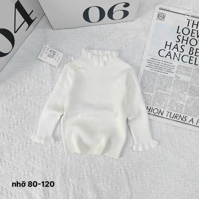 Áo len cổ bèo tiểu thư cho bé 6-22kg