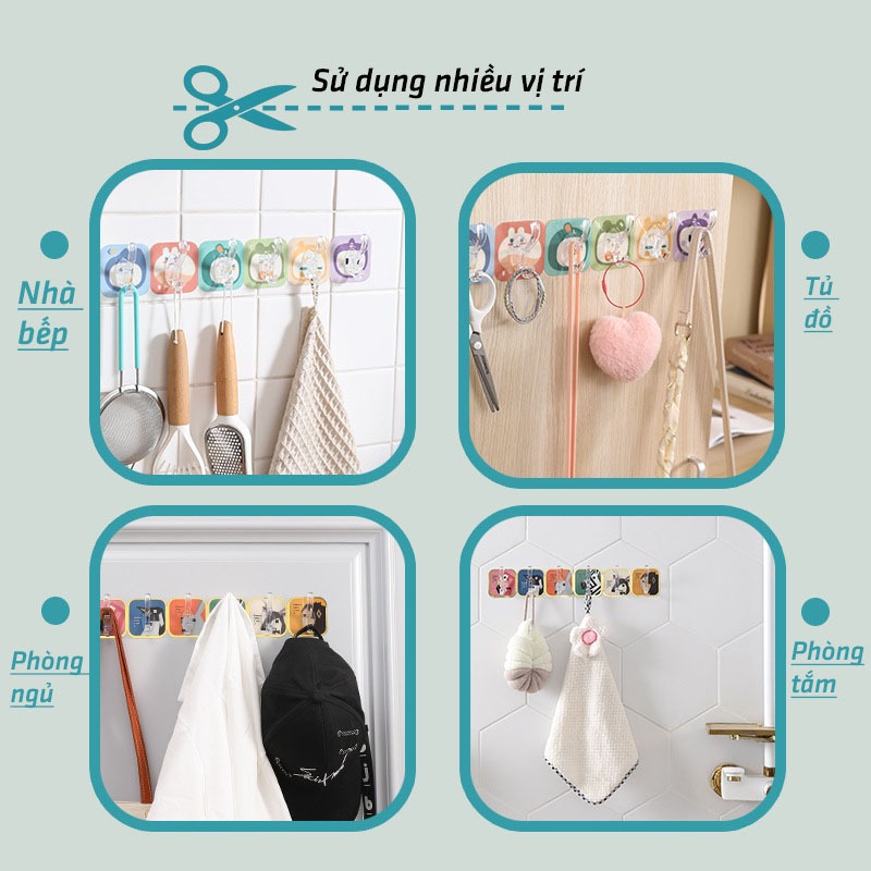 Móc dán tường treo đồ bộ combo 6 móc nhiều hình ngộ nghĩnh My Home DN234