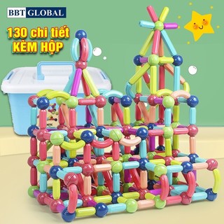Tặng hộp nhựa- Đồ chơi xếp hình nam châm thông minh 130 chi tiết