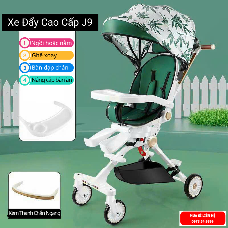 Xe đẩy gấp gọn cho bé đi du lịch, Xe đẩy cho bé 2 chiều ngả 3 tư thế cao cấp