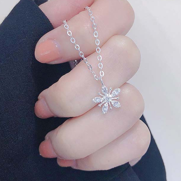 Vòng cổ nữ bạc 925 Phuc Minh Jewelry hình bông tuyết đính đá Snowflakes Necklace