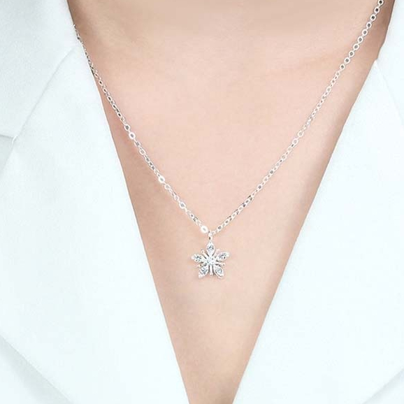 Vòng cổ nữ bạc 925 Phuc Minh Jewelry hình bông tuyết đính đá Snowflakes Necklace