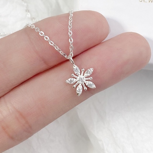 Vòng cổ nữ bạc 925 Phuc Minh Jewelry hình bông tuyết đính đá Snowflakes Necklace