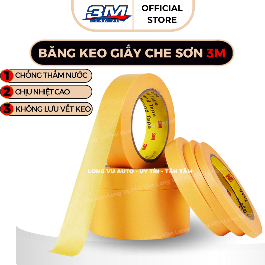 Băng keo giấy cao cấp 3M 244 Masking tape- 3M Long Vu