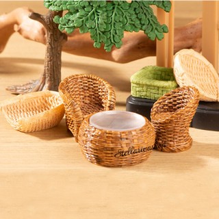 Mô hình bàn ghế tre, rổ tre, sọt tre size mini decor tiểu cảnh, trang trí nhà mô hình