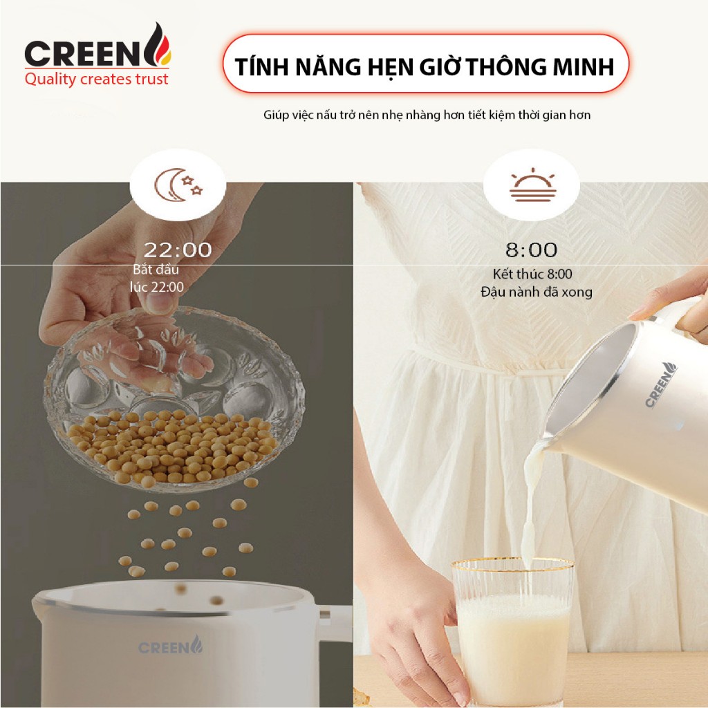 Máy làm sữa hạt Creen 1Lít CR-1000 Plus phiên bản mới update