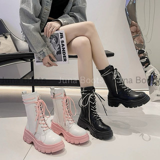 Giày bốt Martin cổ ngắn cột dây phía sau - Boots nữ phong cách style chiến binh dể thương đế dày tôn dáng