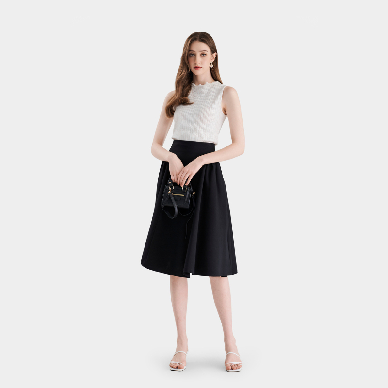 Chân Váy Kiểu Nữ Midi Tôn Eo Rã Hông 2 Túi - CBQH063223