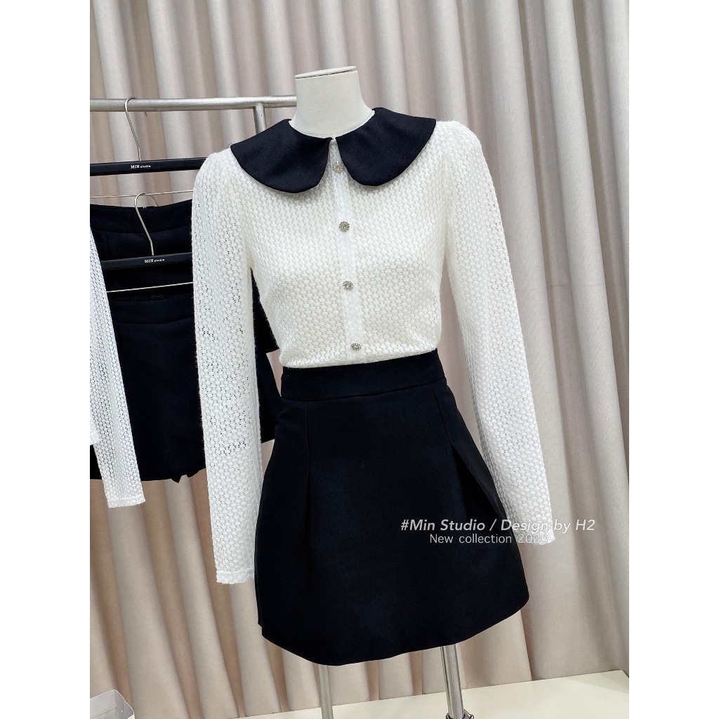 𝙈𝙄𝙉 𝙎𝙏𝙐𝘿𝙄𝙊 Set áo cổ sen phối cvay tacta