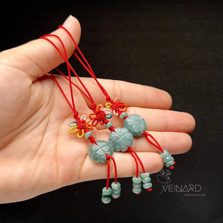 móc khoá cỏ bốn lá lam ngoc