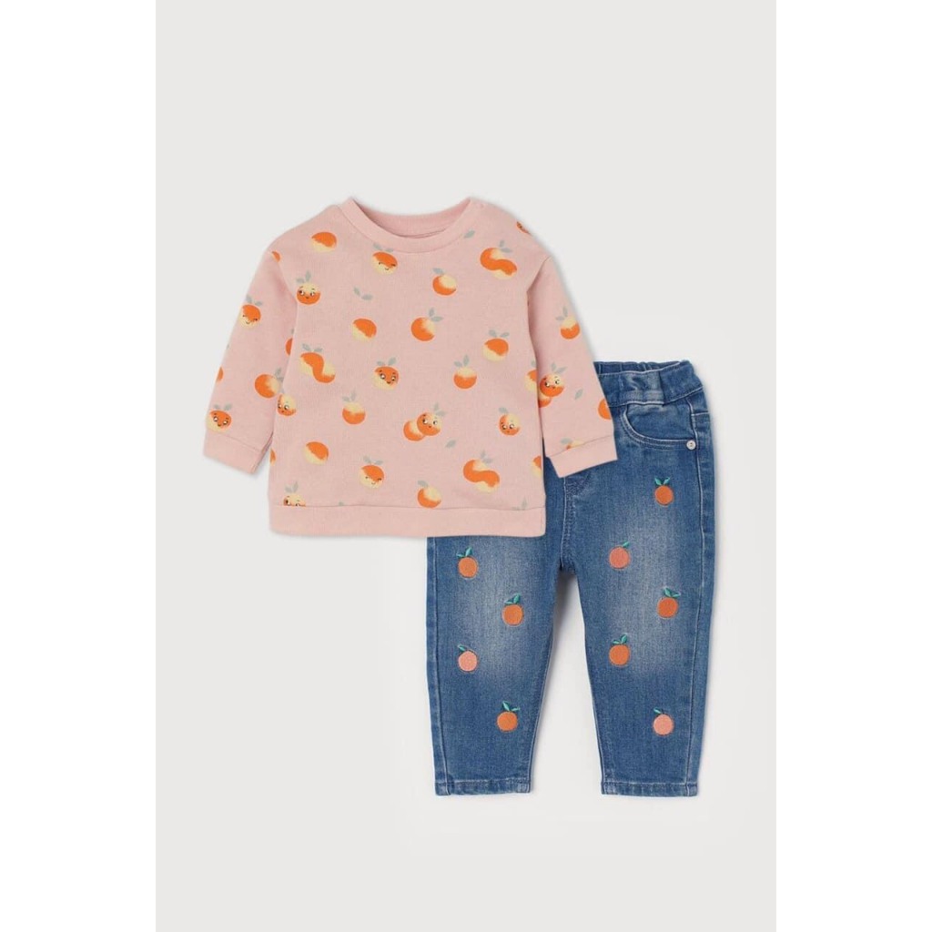 Bộ nỉ kèm quần jean dư xịn bé gái