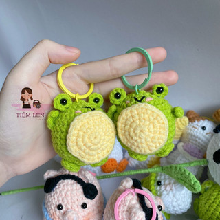 Móc khoá ếch handmade bằng len