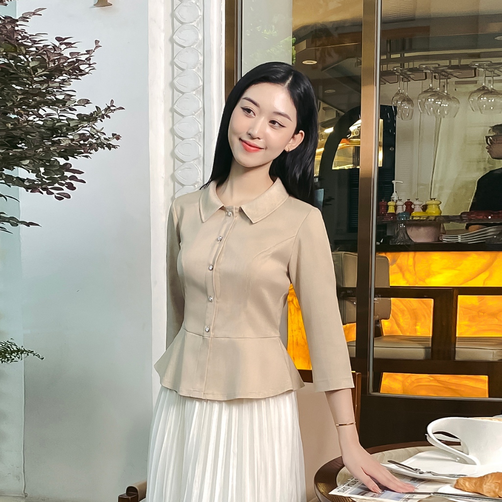 Áo kiểu nữ dáng peplum tay lỡ LAMER O61H24Q004