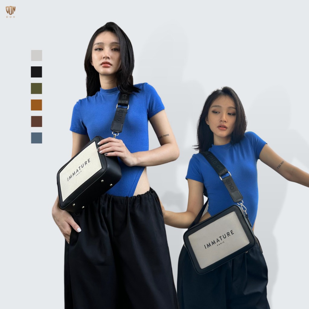 Túi Đeo Chéo Nam Nữ Unisex IMMATURE Thương Hiệu DON ITALO Túi Hộp Đeo Chéo Da Túi Hàng Hiệu Thiết Kế Cao Cấp IMMATURE