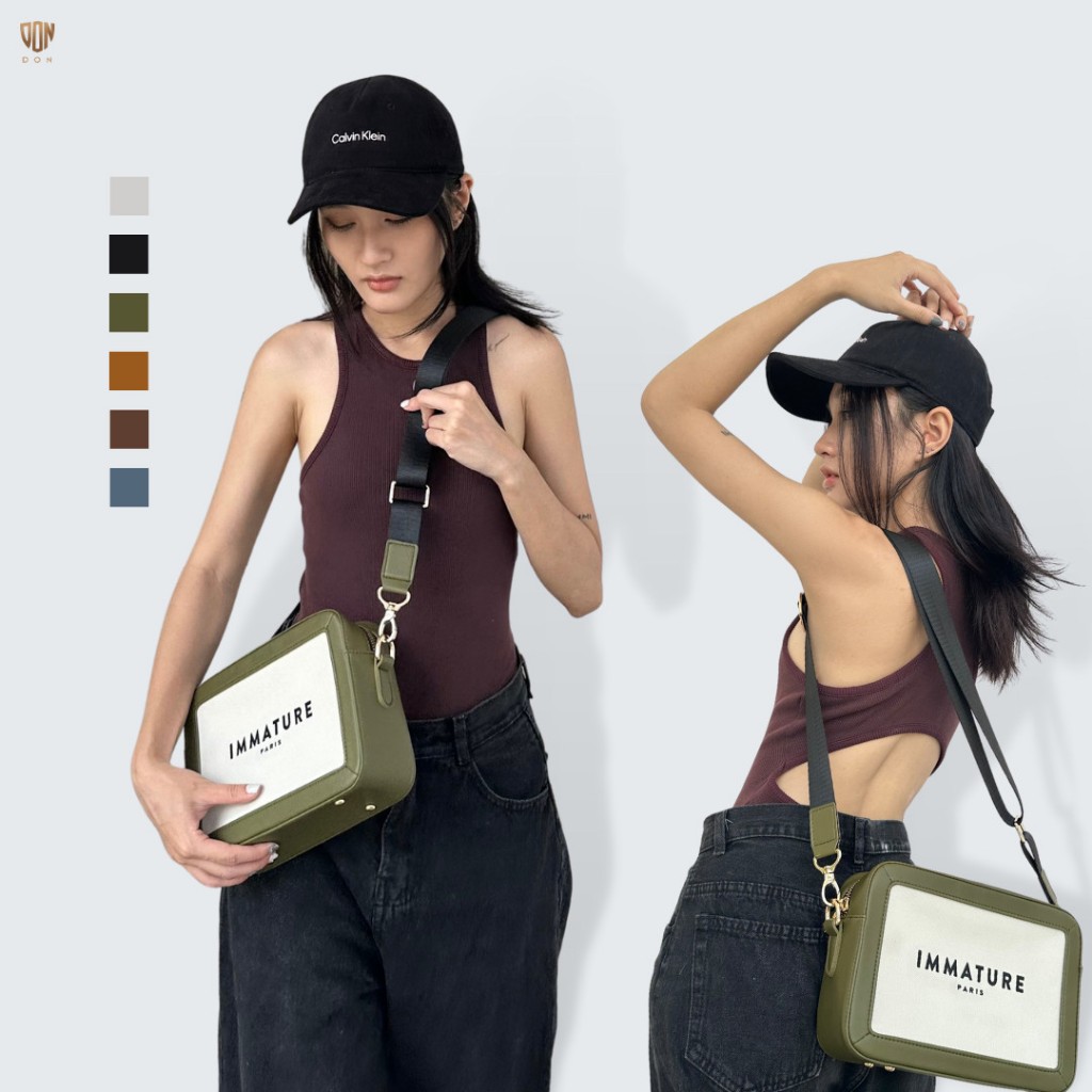 Túi Đeo Chéo Nam Nữ Unisex IMMATURE Thương Hiệu DON ITALO Túi Hộp Đeo Chéo Da Túi Hàng Hiệu Thiết Kế Cao Cấp IMMATURE