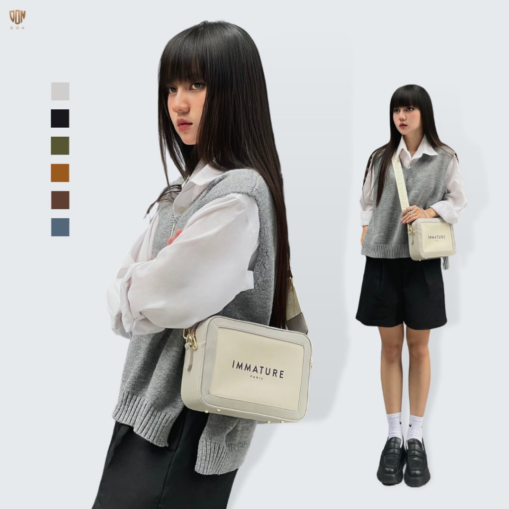 Túi Đeo Chéo Nam Nữ Unisex IMMATURE Thương Hiệu DON ITALO Túi Hộp Đeo Chéo Da Túi Hàng Hiệu Thiết Kế Cao Cấp IMMATURE