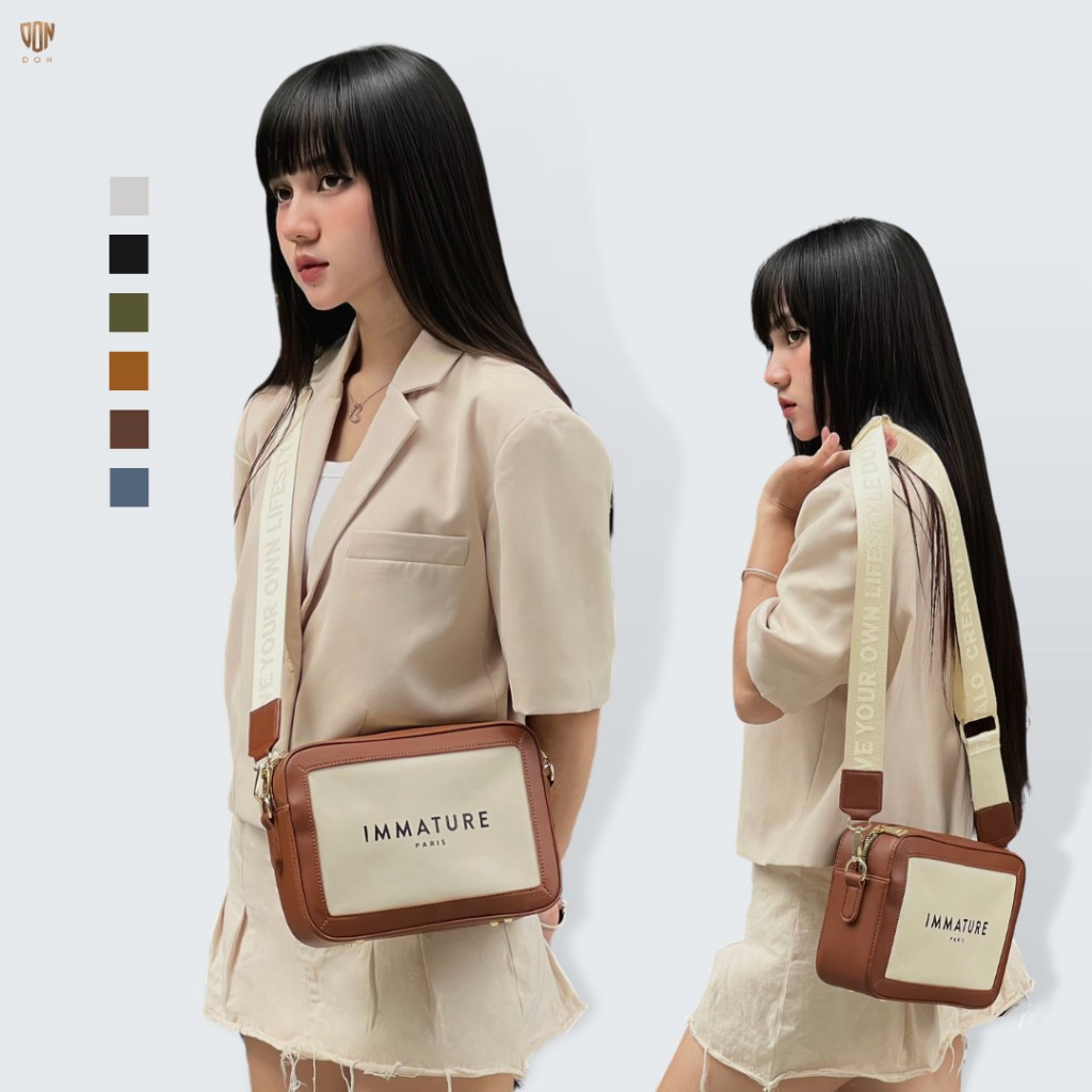 Túi Đeo Chéo Nam Nữ Unisex IMMATURE Thương Hiệu DON ITALO Túi Hộp Đeo Chéo Da Túi Hàng Hiệu Thiết Kế Cao Cấp IMMATURE