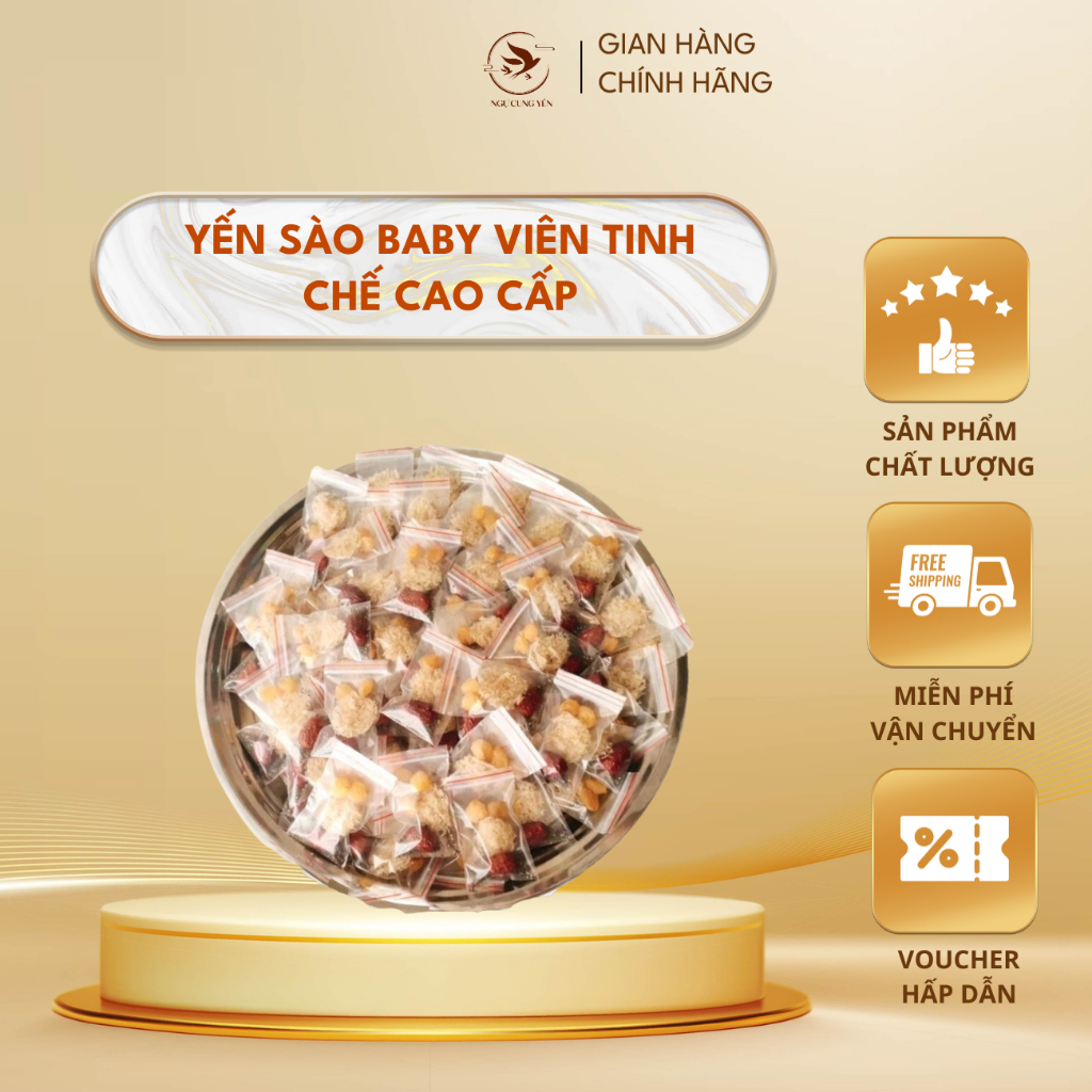 Yến Sào Baby Mix Sẵn Ngự Cung Yến - set 10 Gói 1g Kèm Táo Đỏ, đông trùng