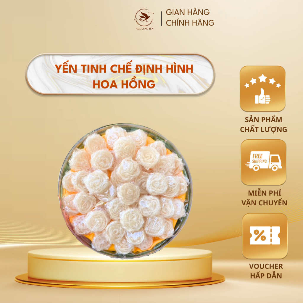 Yến Sào Tinh Chế Định Hình Hoa Hồng Ngự Cung Yến Nguyên Chất Cao Cấp Quà Tặng Quà Biếu