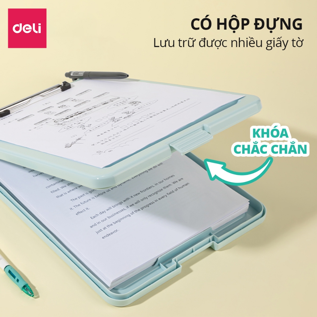 Bìa trình ký nhựa A4 Deli, Bìa kẹp nhựa giấy, tài liệu, kẹp hồ sơ A4 một mặt, màu pastel học sinh văn phòng mở được