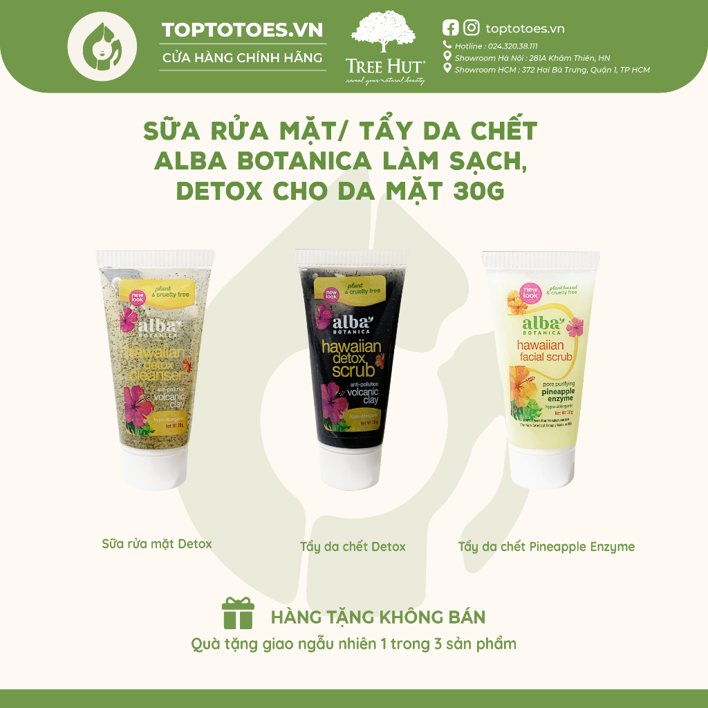 Sữa rửa mặt/ tẩy da chết Alba Botanica làm sạch detox cho da mặt 30g [QUÀ TẶNG KÈM ĐƠN HÀNG]