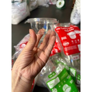 Combo 50 hủ nhựa pet 2oz , 4oz nắp liền - hủ đựng sốt nắp liền - hủ nước chấm nắp liền