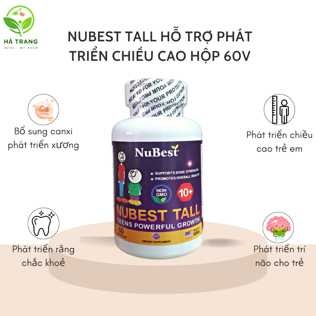 Thực phẩm hỗ trợ phát triển chiều cao cho trẻ NuBest Tall, hộp 60 viên