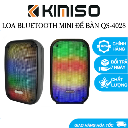 Loa Bluetooth mini để bàn KIMISO QS-4028 hiệu ứng đèn Led nhiều màu sắc, nghe nhạc siêu hay - Hàng nhập khẩu chính hãng