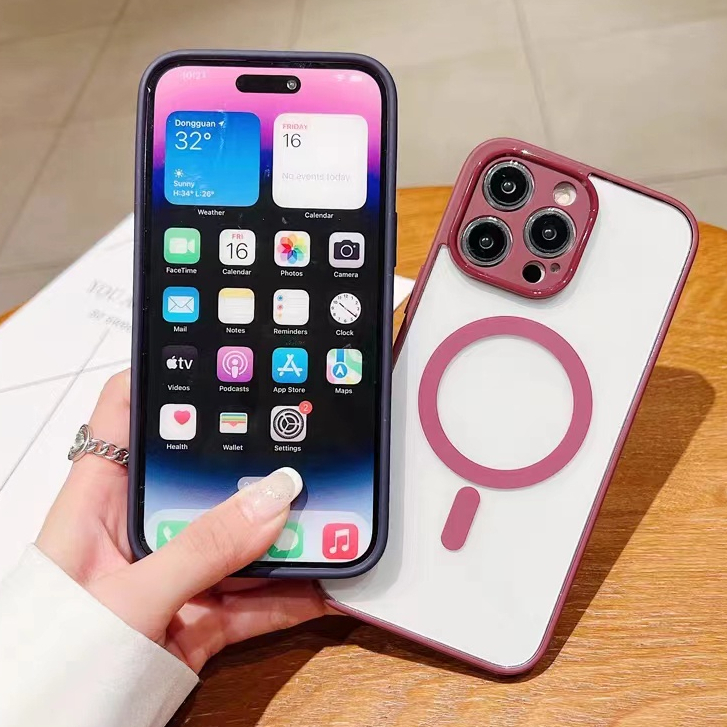 Ốp điện thoại dẻo trong suốt viền màu bảo vệ camera KOLEAD P56 chống sốc từ tính cho lphone 11 12 13 14 15 Pro Promax | BigBuy360 - bigbuy360.vn