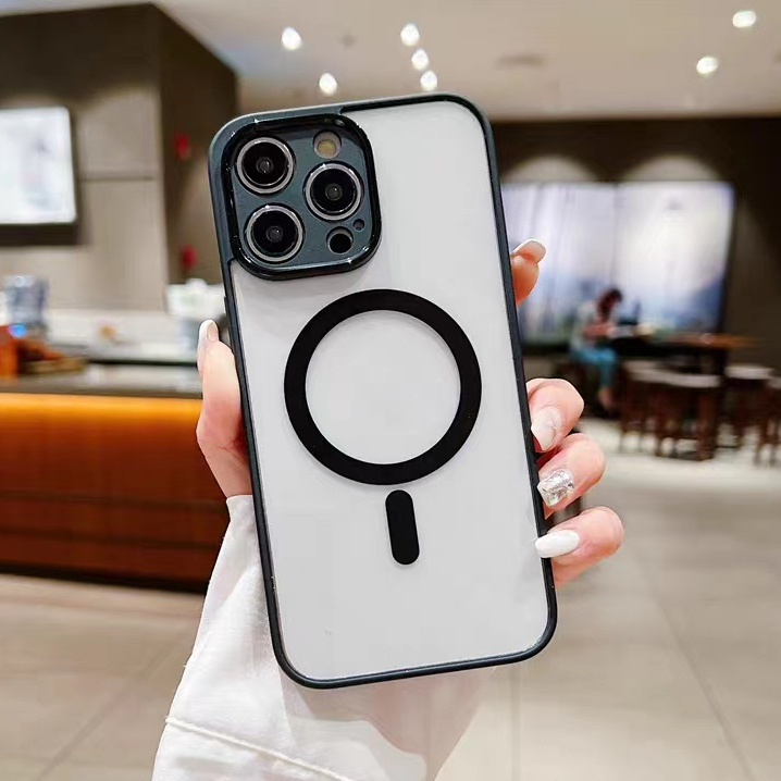 Ốp điện thoại dẻo trong suốt viền màu bảo vệ camera KOLEAD P56 chống sốc từ tính cho lphone 11 12 13 14 15 Pro Promax | BigBuy360 - bigbuy360.vn