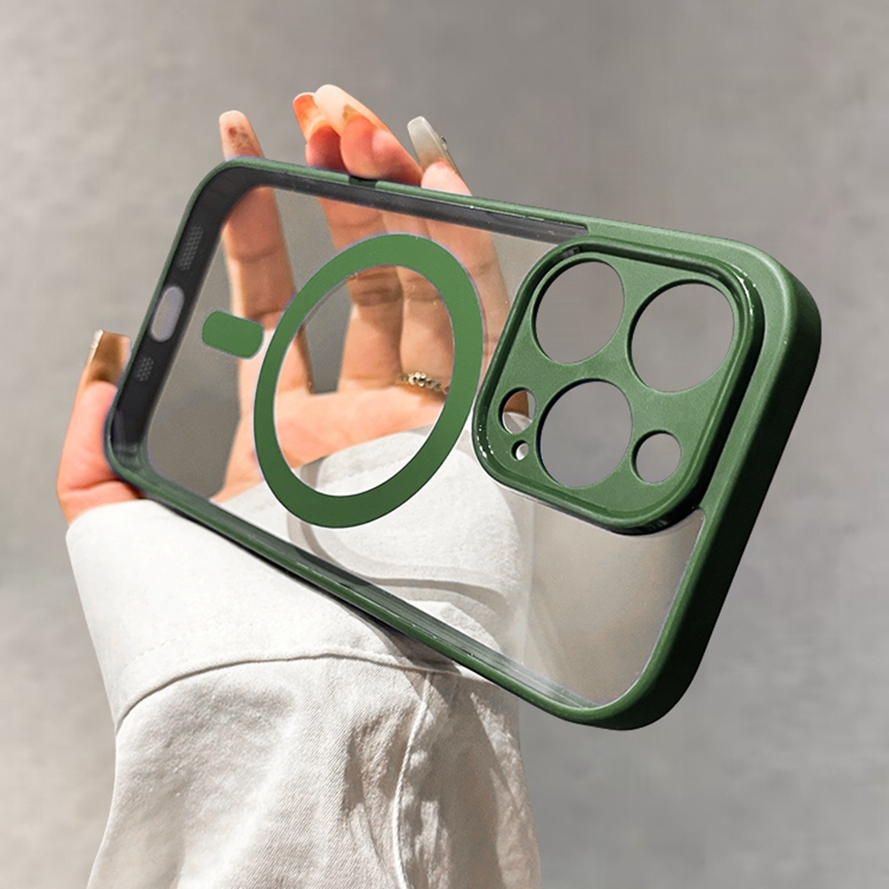 Ốp điện thoại dẻo trong suốt viền màu bảo vệ camera KOLEAD P56 chống sốc từ tính cho lphone 11 12 13 14 15 Pro Promax | BigBuy360 - bigbuy360.vn